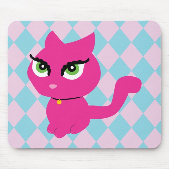 Pink Kitty Cat Mouse Mat (Front)
