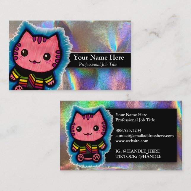 Pink Kitty Cat Nanny Teacher Pet Sitter Dog Walker Business Card (Front/Back)