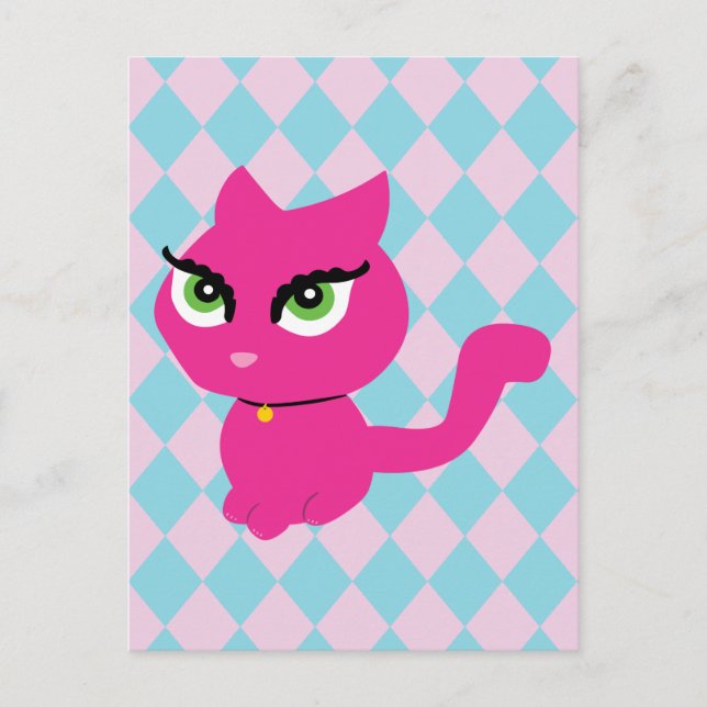 Pink Kitty Cat Postcard (Front)