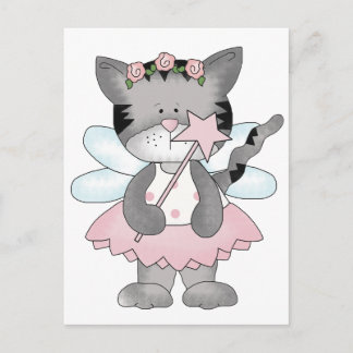 Pink Kitty Fairy Postcard