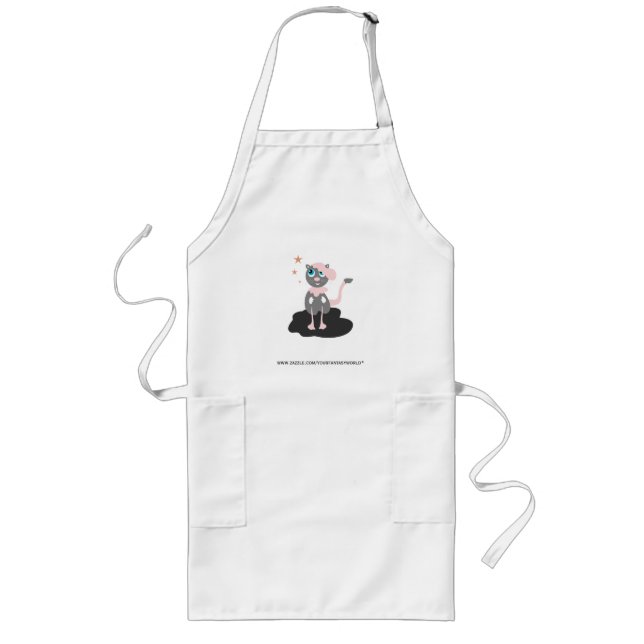 Pink Kitty Long Apron (Front)