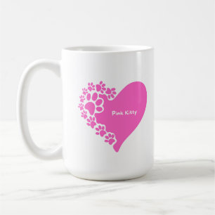 Pink Kitty paws heart mug for cat lover women