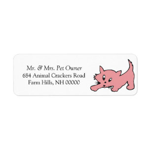 Pink Kitty Return Address Mail Labels Stickers