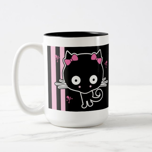 Pink Kitty Two-Tone Coffee Mug (Left)