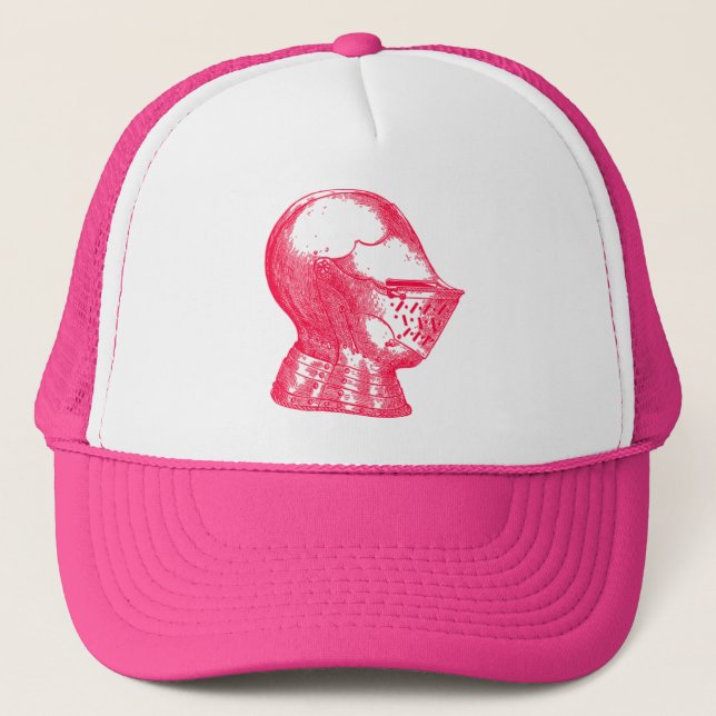 Pink Knight Mediaeval Armour Helmet Knights Trucker Hat (Front)