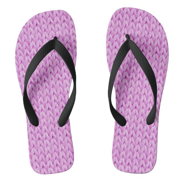 Pink Knitted Texture Flip Flops (Footbed)