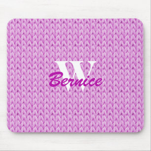 Pink Knitted Texture Mouse Pad with Monogram
