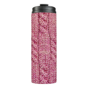 Pink Knitted Thermal Tumbler