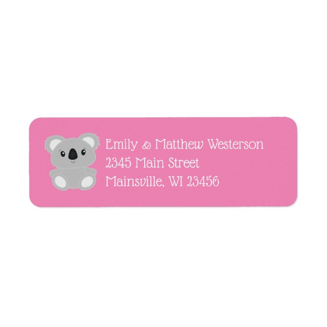 Pink Koala Bear Baby Shower (Front)