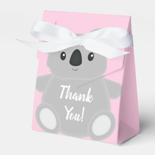 Pink Koala Bear Baby Shower Favour Box (Front Side)