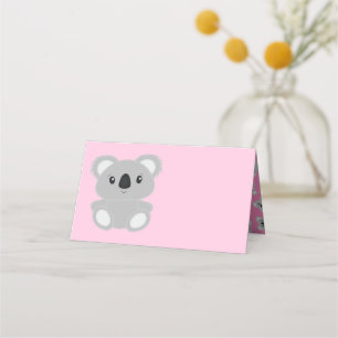 Pink Koala Bear Baby Shower Place Card