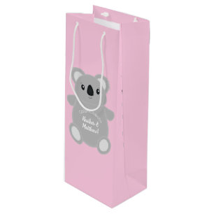 Pink Koala Bear Baby Shower Wine Gift Bag