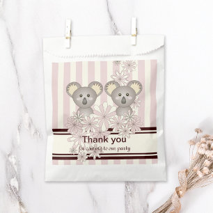 Pink Koala Twin Baby Shower / Kids Birthday Party Favour Bags