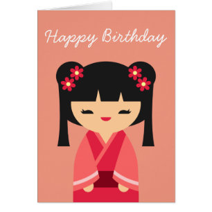 Pink Kokeshi Japanese dolls