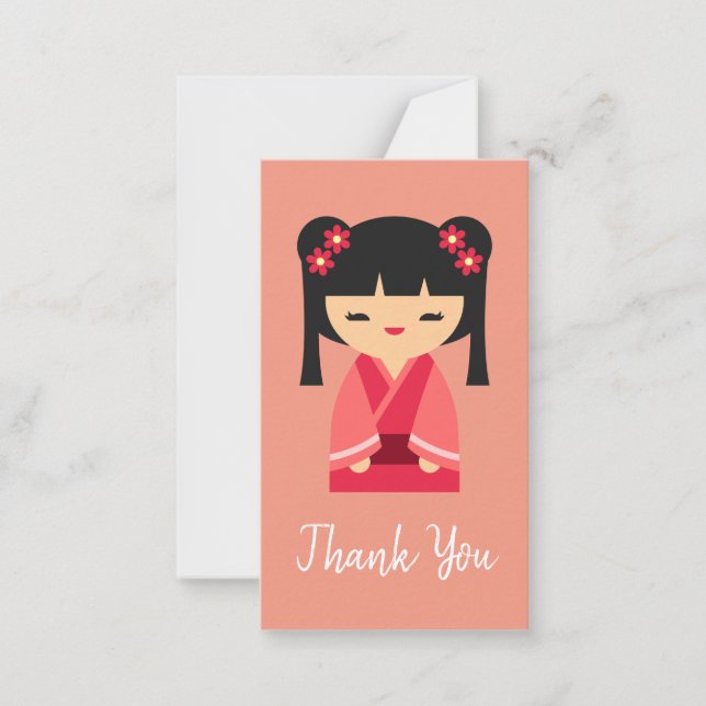 Pink Kokeshi Japanese dolls Card (Front)