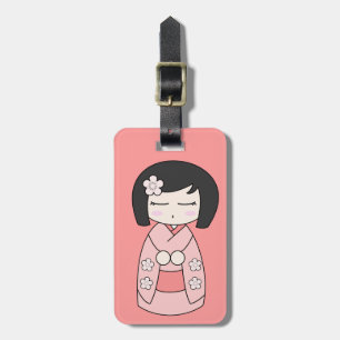 Pink Kokeshi Luggage Tag