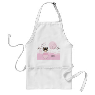 Pink Kokeshi Typical Doll Japanese Landscape Standard Apron