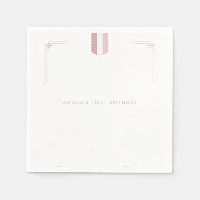 Pink Korean girl 1st birthday Doljanchi  Napkin (Front)