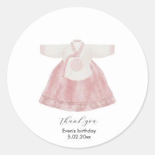 Pink Korean Hanbok thank you sticker