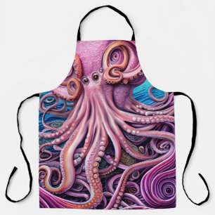 Pink Kraken Octopus Tentacles Apron