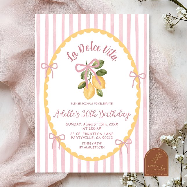 Pink La Dolce Vita Italian Birthday Invitation (Creator Uploaded)
