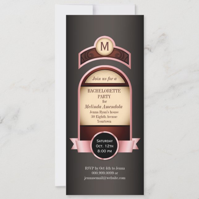 Pink Label Bachelorette Invitation (Front)