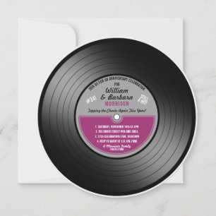 Pink Label Vinyl Record Anniversary Party Invitation