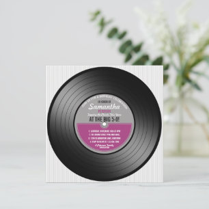 Pink Label Vinyl Record Birthday 50th Party Invitation