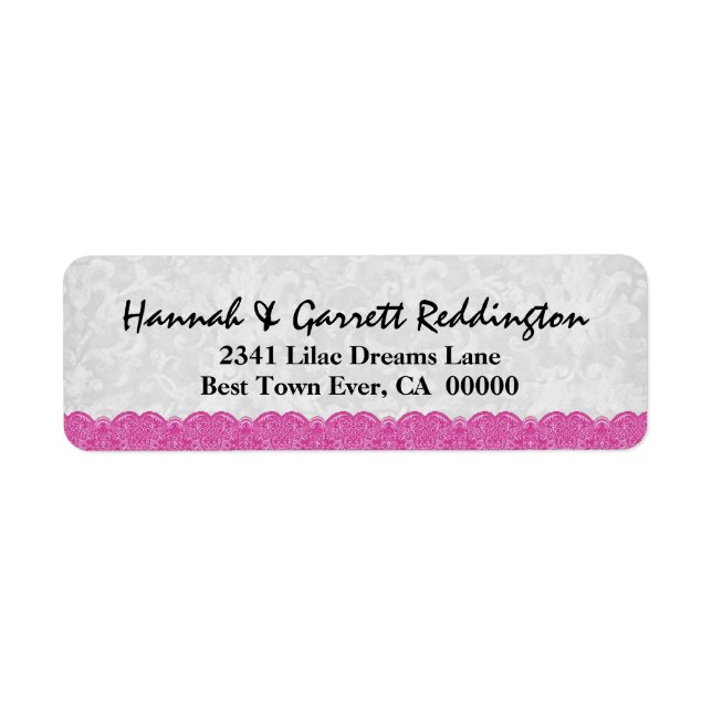 Pink Lace Address Label V005 (Front)