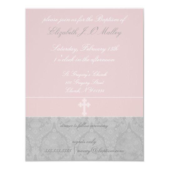 Pink Lace Baptism Invitations