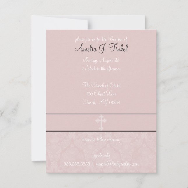 Pink Lace Baptism Invitations (Front)