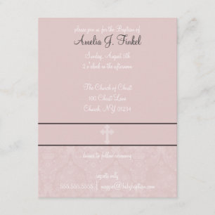 Pink Lace Baptism Invitations