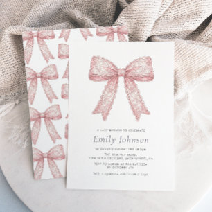 Pink Lace Bow Girl Coquette Baby Shower Invitation