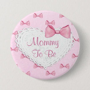 Pink Lace & Bows Baby Shower button