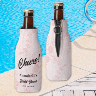 Pink Lace Bridal Shower  Bottle Cooler