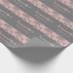Pink Lace Bridal Shower Wrapping Paper