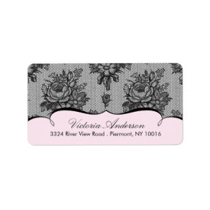 Pink Lace Damask Return Address Labels. Label