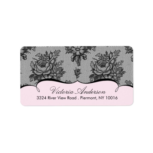 Pink Lace Damask Return Address Labels. Label (Front)