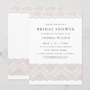Pink Lace Elegant Modern Bridal Shower Invitation