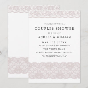 Pink Lace Elegant Modern Couples Shower Invitation
