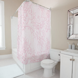 Pink Lace Floral Pattern Pretty Shower Curtain