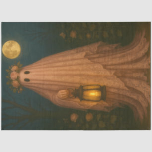 Pink Lace Ghost with Lantern – Whimsical Goth Tissue Paper