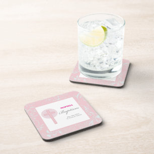 Pink Lace Girl Baptism Coaster