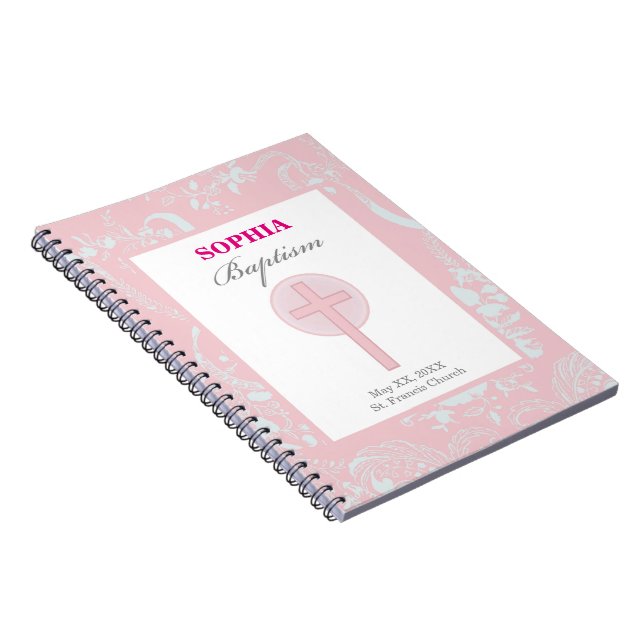 Pink Lace Girl Baptism Notebook (Right Side)