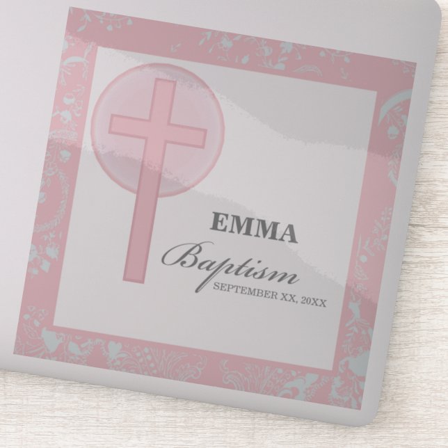 Pink Lace Girl Baptism Personalised (Detail)