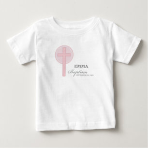 Pink Lace Girl Baptism Personalised Baby T-Shirt