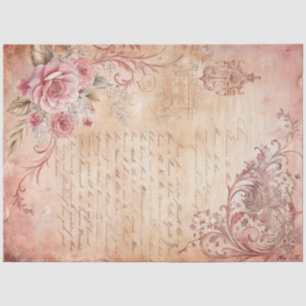 Pink Lace Grunge Old Letter Decoupage Tissue Paper