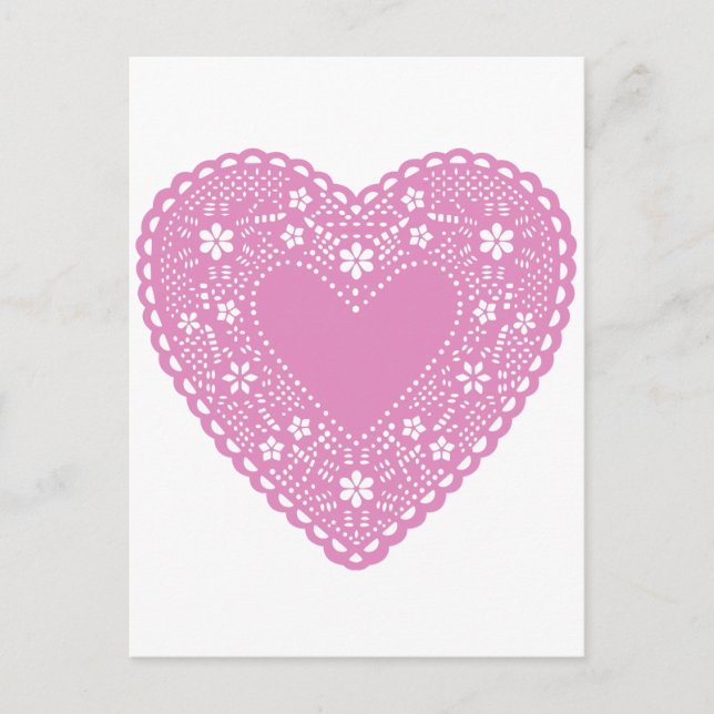 Pink Lace Heart Postcard (Front)