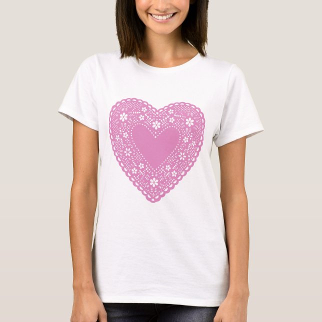Pink Lace Heart T-Shirt (Front)