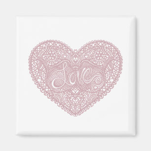 Pink Lace Inspirational Romantic Love Heart Magnet
